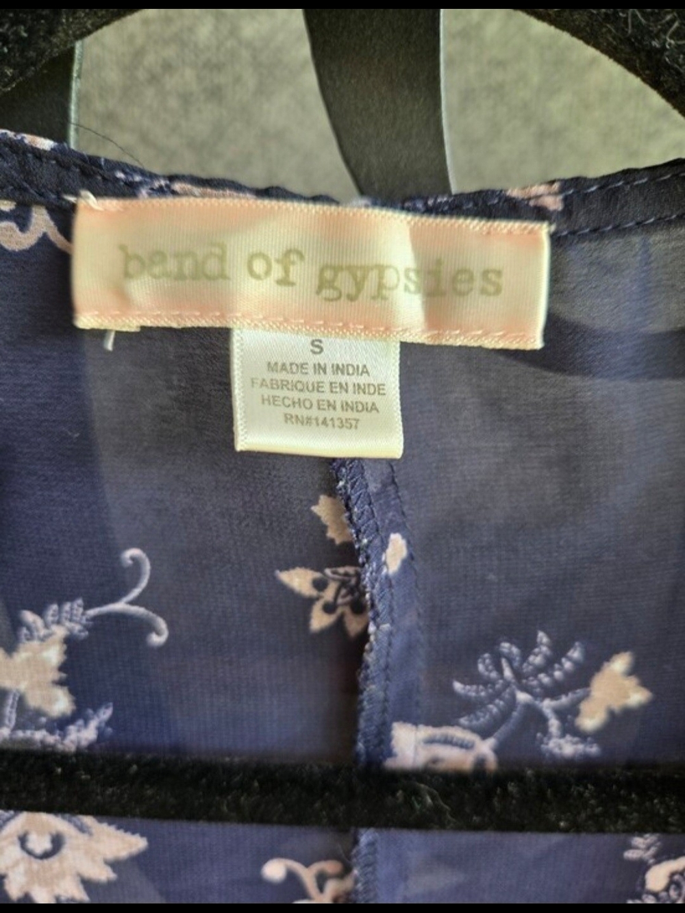 Band of Gypsies Navy Sheer Floral Kimono - Picture 2 of 6
